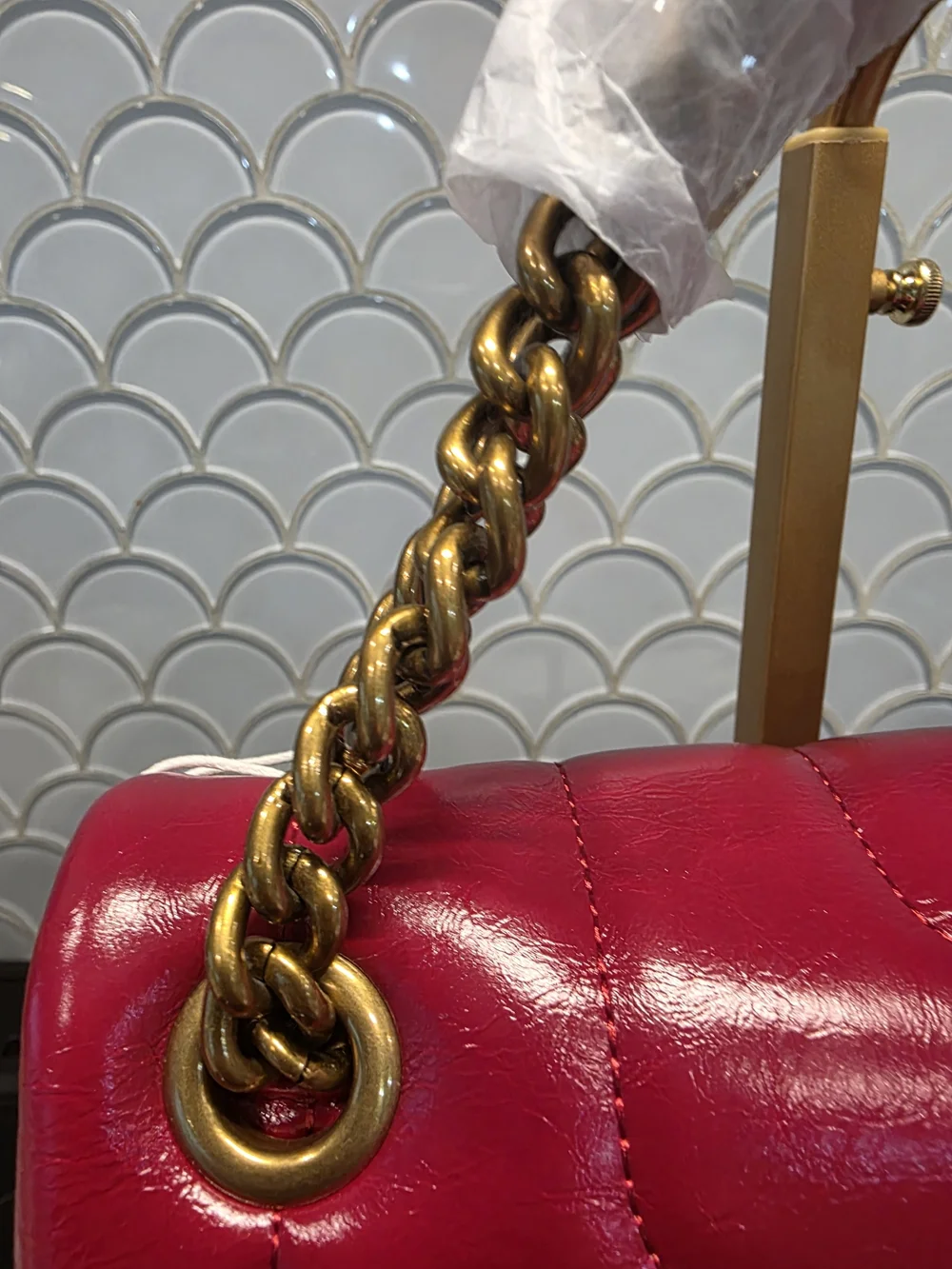 JW PEI Red Quilted Chain-Handle Shoulder Bag